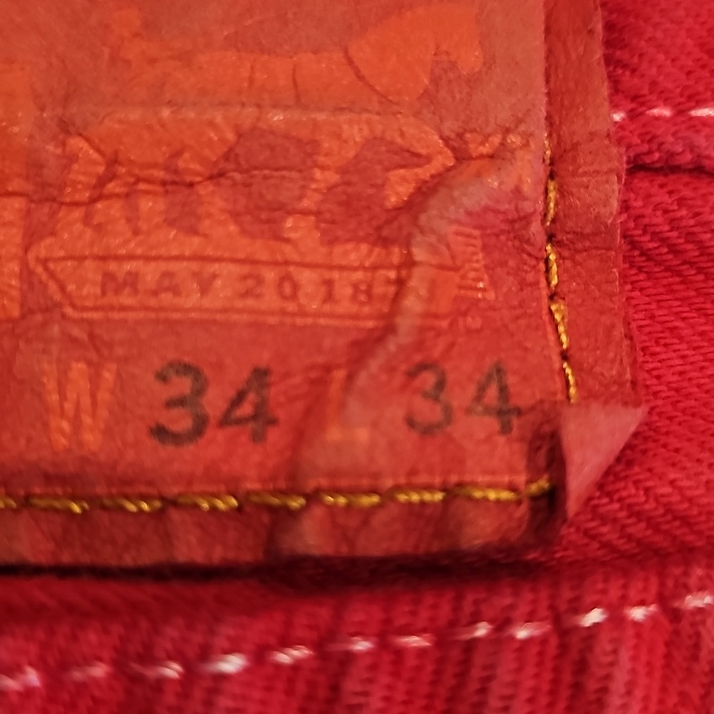 L Red Levis Jeans Sz W34 L34 - Picture 4 of 4